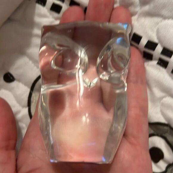 Stolzle Kristall Austria Lead Crystal Owl Paperweight Art Glass 3" - Picture 3 of 4